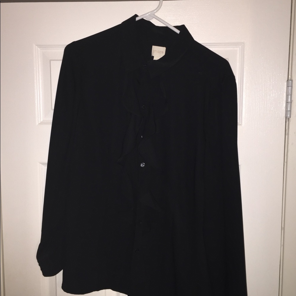 Ruffle long sleeve collard top